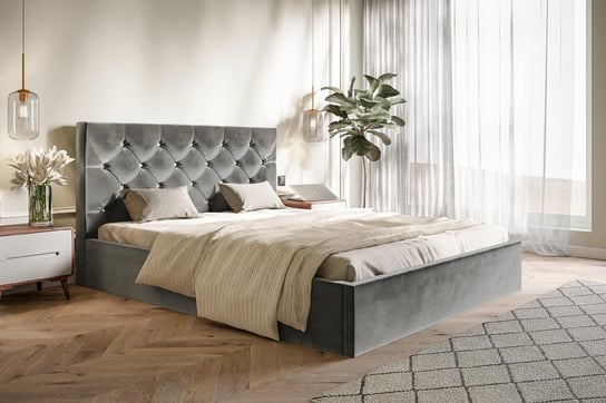 Łóżko tapicerowane podwójne z pojemnikiem GLAMOUR SLIM 180x200 Home Design