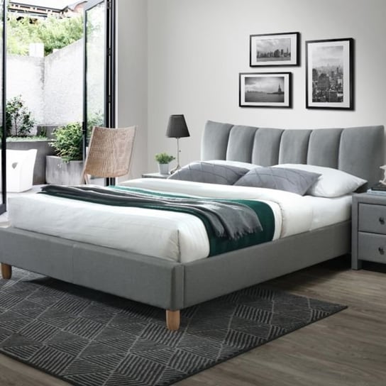 Łóżko tapicerowane Sue 160x200 cm, szare Style Furniture