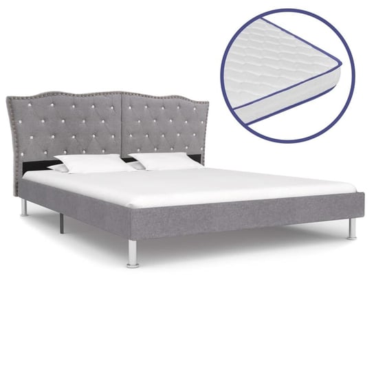 Łóżko tapicerowane szare VidaXL, z materacem, 160x200 cm vidaXL
