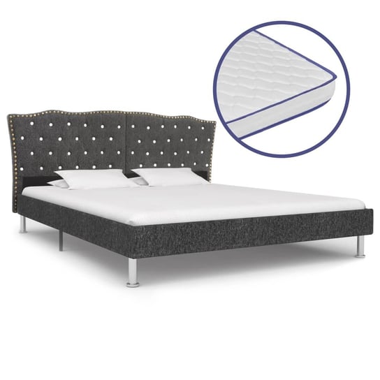 Łóżko tapicerowane szare VidaXL, z materacem, 180x200 cm vidaXL