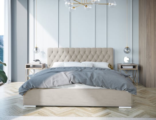 Łóżko Tapicerowane Z Kryształkami Pikowanym Oparciem 120x200 Monet  / Meble Sypialnia Inna marka