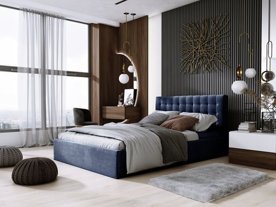 Łóżko tapicerowane z pojemnikiem i stelażem LONDON SLIM 140x200 Home Design