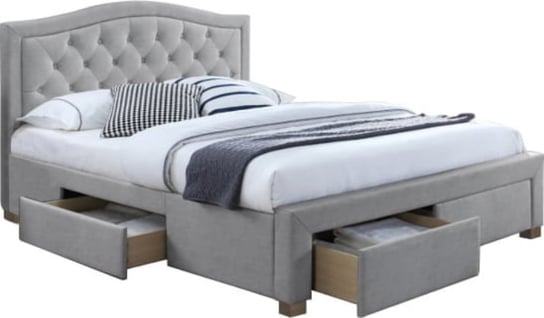 Łóżko tapicerowane z szufladami szare/Dąb 140x200 Signal