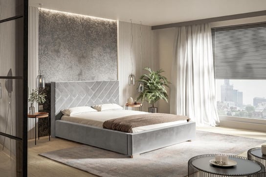 Łóżko tapicerowane ze stelażem i pojemnikiem MALMO PREMIUM 140x200 Home Design