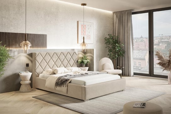 Łóżko tapicerowane ze stelażem i pojemnikiem MILANO PREMIUM 160x200 Home Design