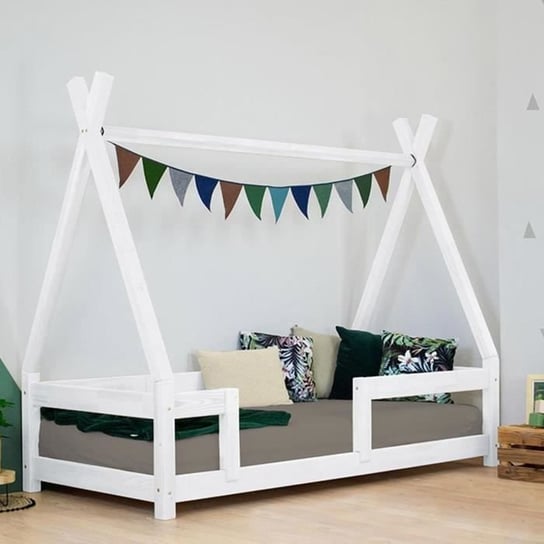 Łóżko Tipi dla dzieci - Benlemi - 80 x 180 cm - Lite drewno - Biały - W zestawie barierka zabezpieczająca Inna marka
