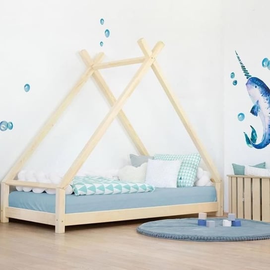 Łóżko Tipi dla dzieci Benlemi - lite drewno - naturalne - 90 x 190 cm - Montessori Inna marka