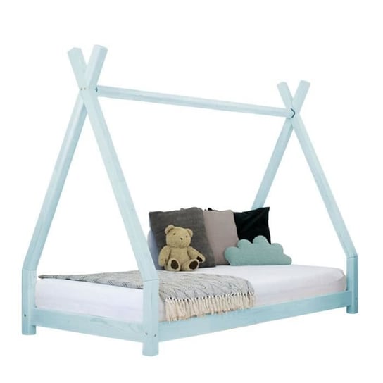 Łóżko tipi dla dzieci NAKANA - GENERIC - 120 x 190 - Niebieski - Listwy - Lite drewno Inna marka