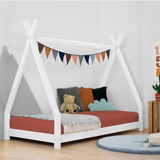 Łóżko Tipi dla dzieci NAKANA - lite drewno - biały - 90 x 200 cm Inna marka