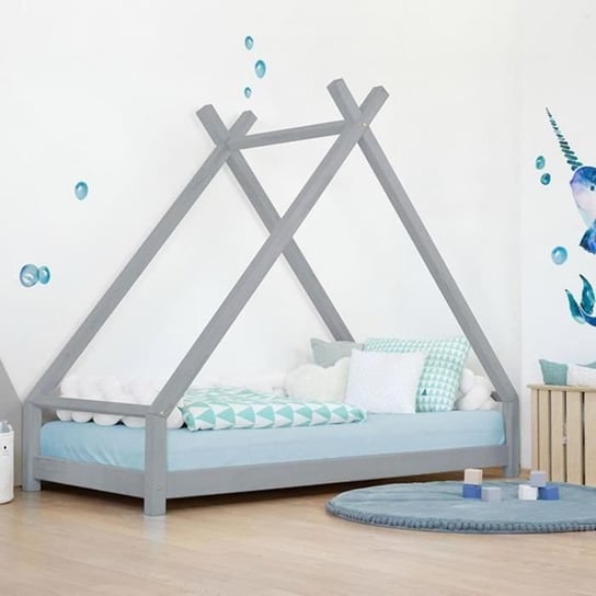 Łóżko Tipi dla dzieci TAHUKA - Benlemi - Lite drewno - Szary - 80 x 180 cm - W zestawie sprężyna skrzynkowa Inna marka