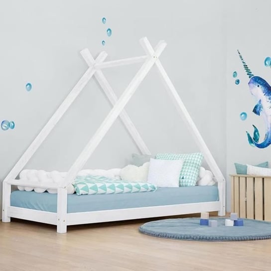 Łóżko tipi dla dzieci TAHUKA - lite drewno - biały - 120 x 200 cm - Montessori - Benlemi Inna marka