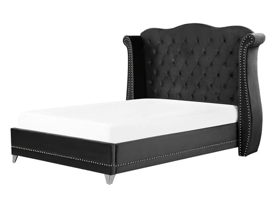 Łóżko welurowe 140 x 200 cm czarne AYETTE Beliani