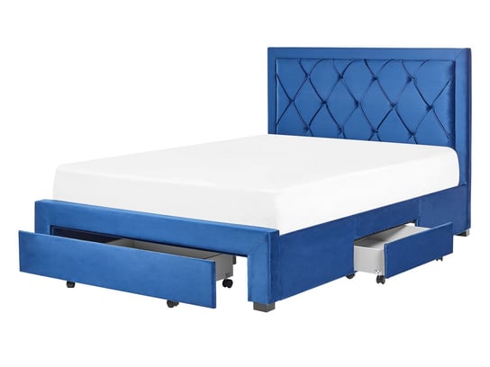 Łóżko welurowe 140 x 200 cm niebieskie LIEVIN Beliani
