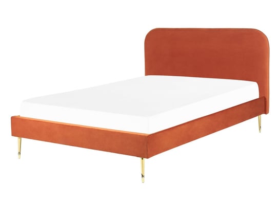 Łóżko welurowe 140 x 200 cm pomarańczowe FLAYAT Beliani