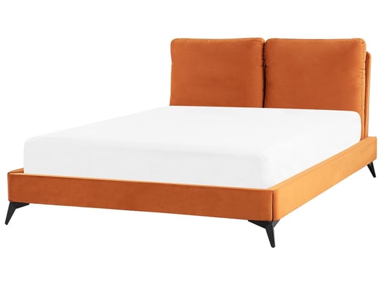 Łóżko welurowe 140 x 200 cm pomarańczowe MELLE Beliani
