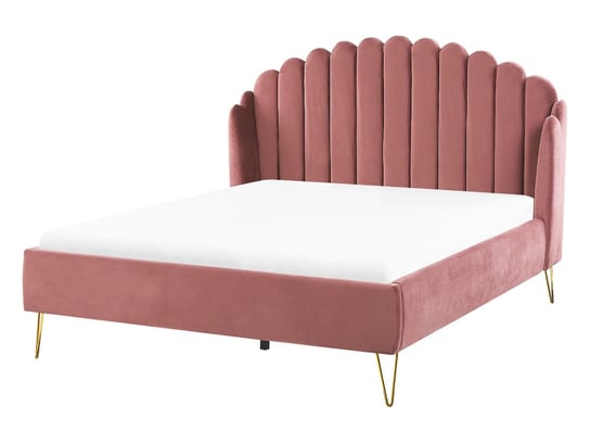 Łóżko welurowe 140 x 200 cm różowe AMBILLOU Beliani