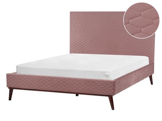 Łóżko welurowe 140 x 200 cm różowe BAYONNE Beliani