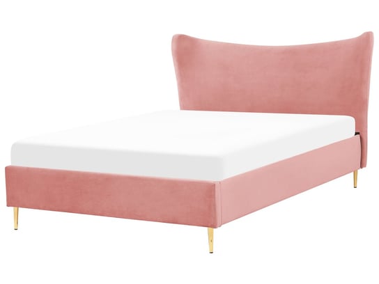 Łóżko welurowe 140 x 200 cm różowe CHALEIX Beliani