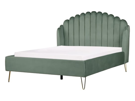 Łóżko welurowe 140 x 200 cm zielone AMBILLOU Beliani