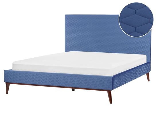 Łóżko welurowe 160 x 200 cm niebieskie BAYONNE Beliani