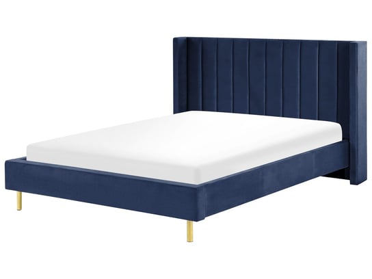 Łóżko Welurowe 160 X 200 Cm Niebieskie Villette Beliani