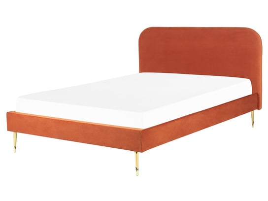 Łóżko welurowe 160 x 200 cm pomarańczowe FLAYAT Beliani