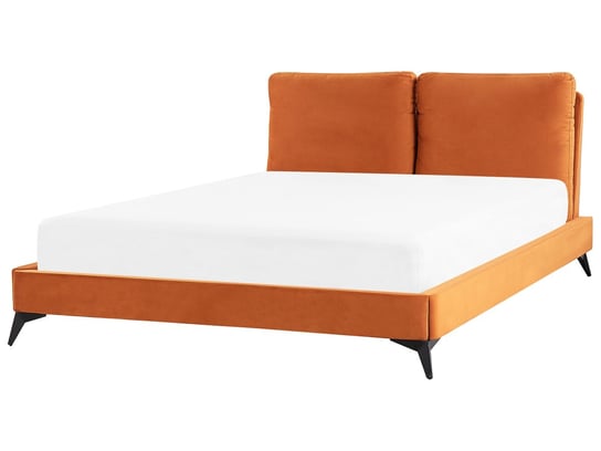 Łóżko welurowe 160 x 200 cm pomarańczowe MELLE Beliani