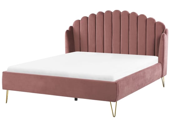 Łóżko welurowe 160 x 200 cm różowe AMBILLOU Beliani