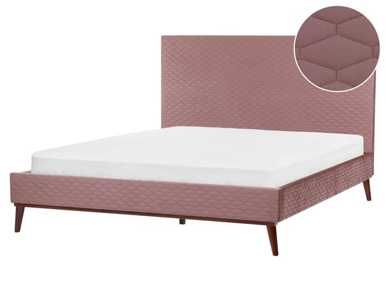 Łóżko welurowe 160 x 200 cm różowe BAYONNE Beliani