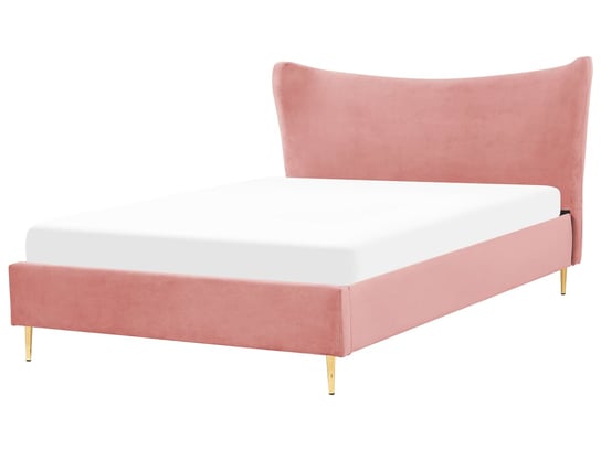 Łóżko welurowe 160 x 200 cm różowe CHALEIX Beliani