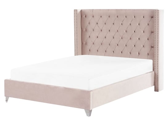 Łóżko welurowe 160 x 200 cm różowe LUBBON Beliani