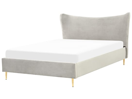 Łóżko welurowe 160 x 200 cm szare CHALEIX Beliani