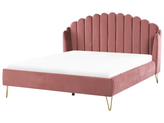 Łóżko welurowe 180 x 200 cm różowe AMBILLOU Beliani
