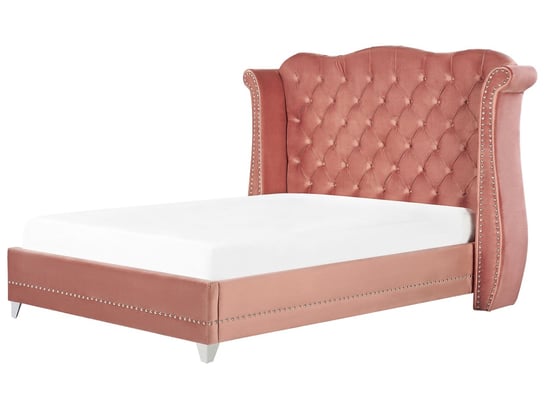 Łóżko welurowe 180 x 200 cm różowe AYETTE Beliani