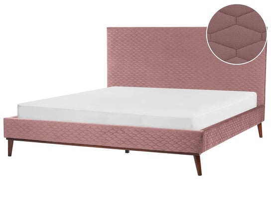 Łóżko welurowe 180 x 200 cm różowe BAYONNE Beliani