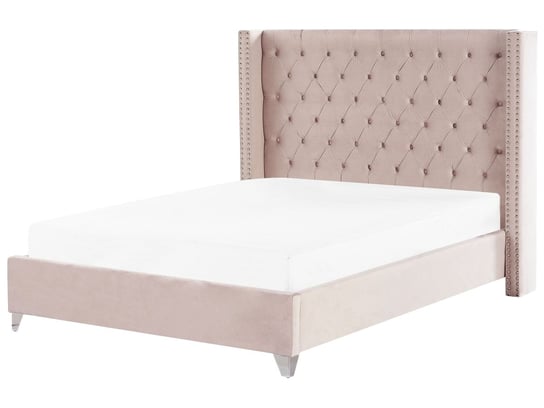 Łóżko welurowe 180 x 200 cm różowe LUBBON Beliani