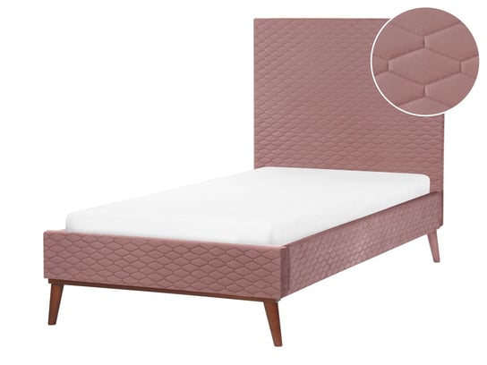 Łóżko welurowe 90 x 200 cm różowe BAYONNE Beliani