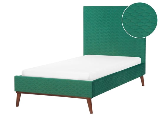 Łóżko welurowe 90 x 200 cm zielone BAYONNE Beliani