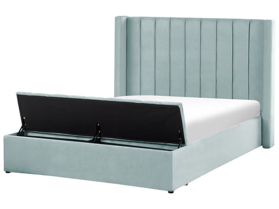 Łóżko welurowe z ławką 140 x 200 cm miętowe NOYERS Beliani