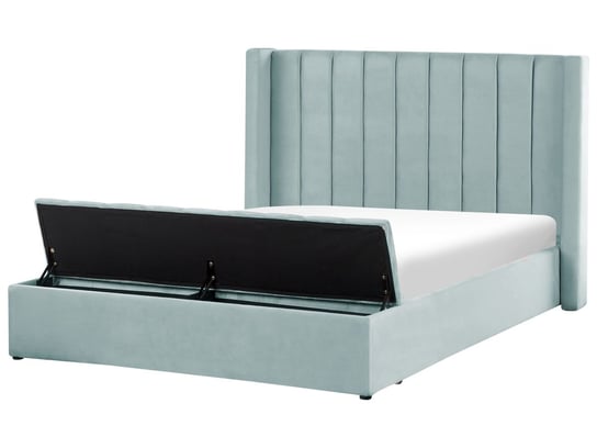 Łóżko welurowe z ławką 160 x 200 cm miętowe NOYERS Beliani