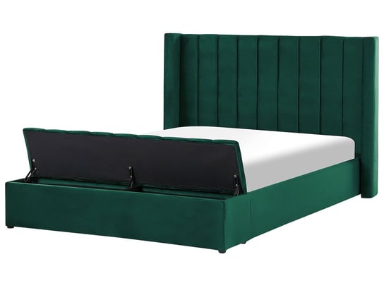 Łóżko welurowe z ławką 160 x 200 cm zielone NOYERS Beliani