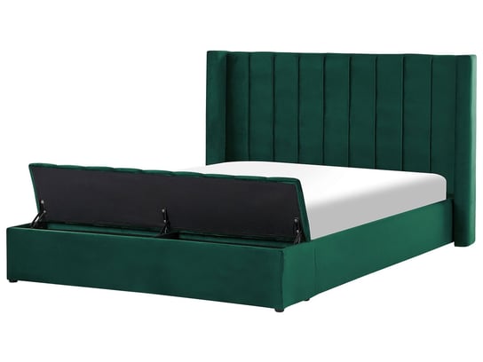 Łóżko welurowe z ławką 180 x 200 cm zielone NOYERS Beliani