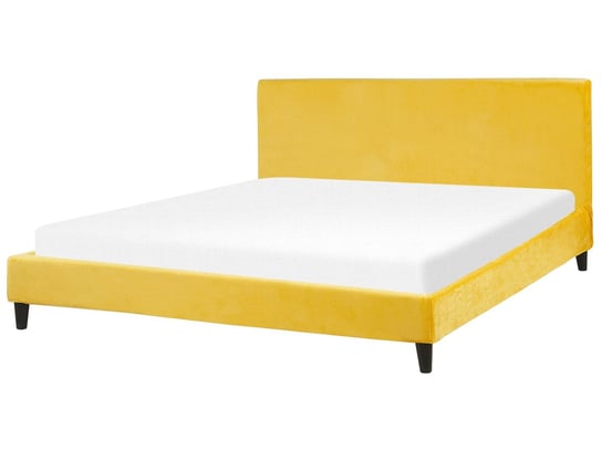 Łóżko welurowe, żółte, 180x200 Beliani