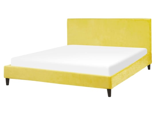 Łóżko welurowe, żółte, Beliani Fitou, 160x200 cm Beliani