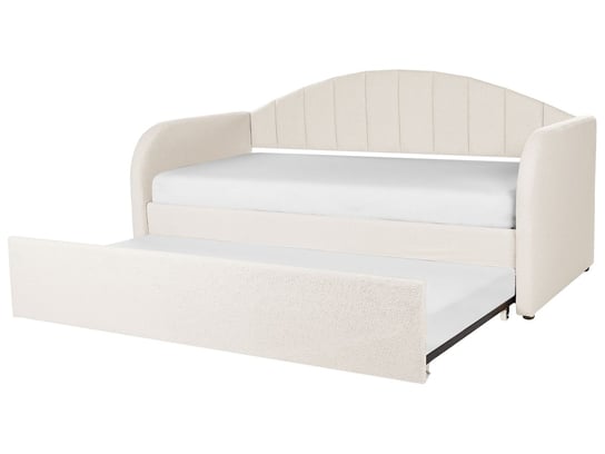Łóżko wysuwane boucle 90 x 200 cm jasnobeżowe EYBURIE Beliani