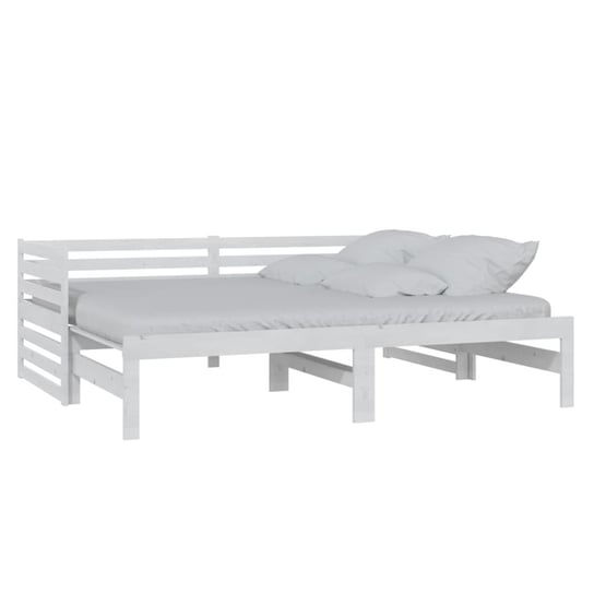 Łóżko wysuwane, lite drewno sosnowe, białe, VidaXL, 2x90x200 cm vidaXL