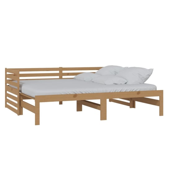 Łóżko wysuwane, lite drewno sosnowe, brązowe, VidaXL, 2x90x200 cm vidaXL