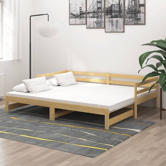 Łóżko wysuwane, lite drewno sosnowe, VidaXL, 2x90x200 cm vidaXL
