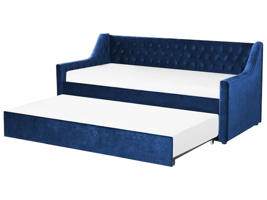 Łóżko Wysuwane Welurowe 90 X 200 Cm Niebieskie Montargis Beliani