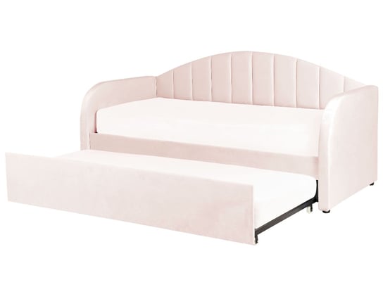 Łóżko wysuwane welurowe 90 x 200 cm różowe EYBURIE Beliani